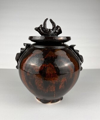 Covered Jar - Flame Glaze