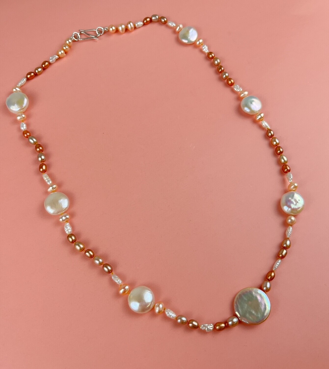 Nude Tone Coin Pearl Necklace 22