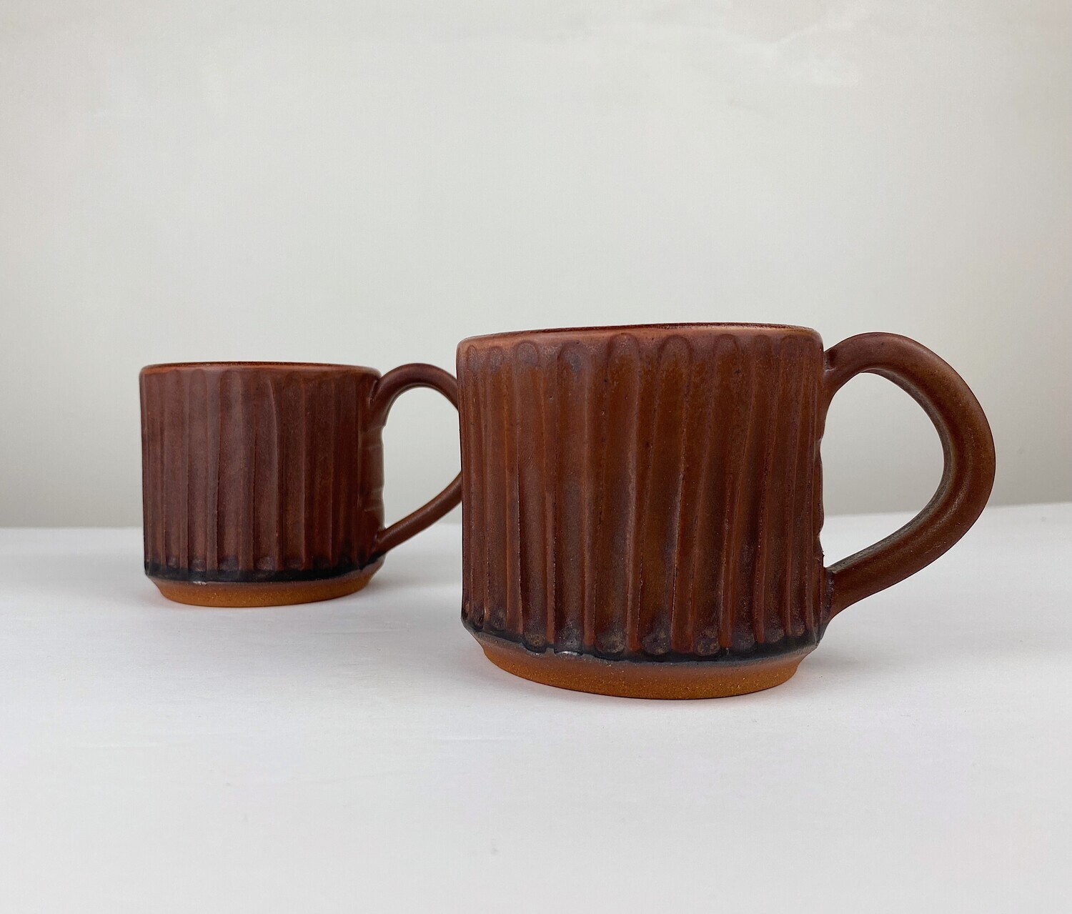 Ridged Brown Espresso Pottery Mug