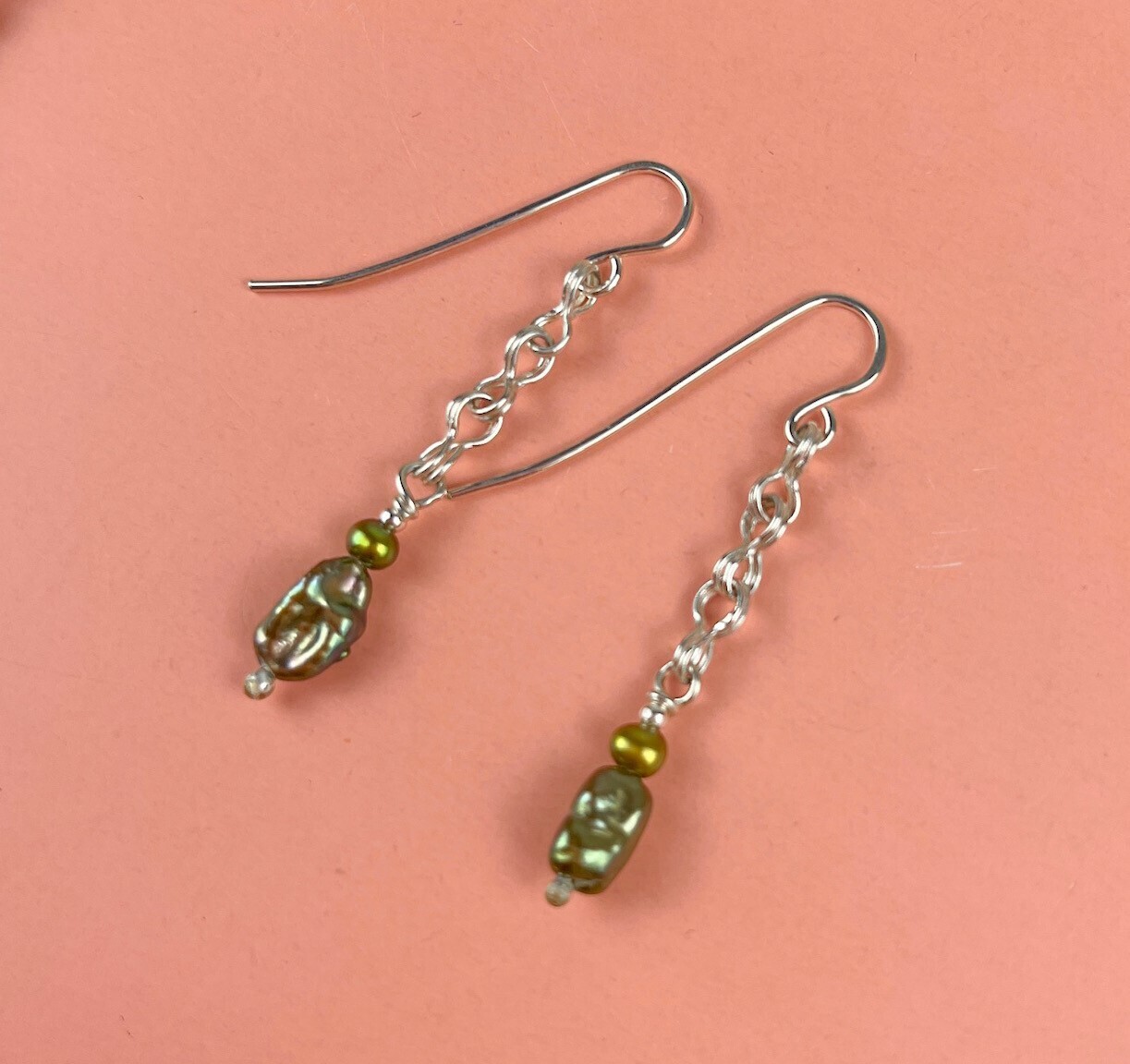 Pistachio Pearl Drop Earrings