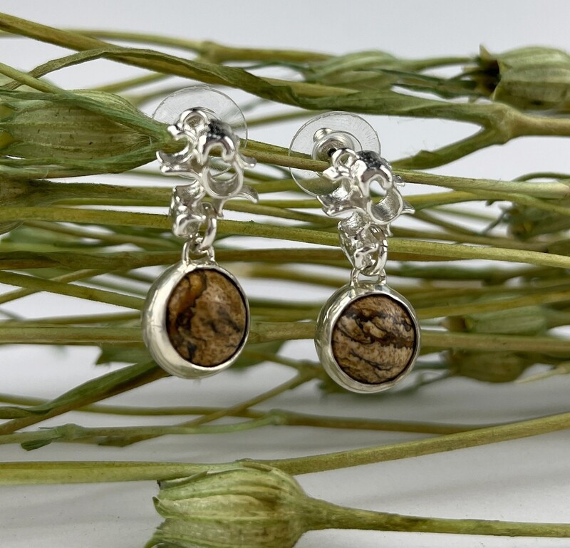 Affinity Jasper with SS Halo Bezel Dangle Stud
