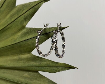Twisted Wire Hoope Earrings Oxdized Silver