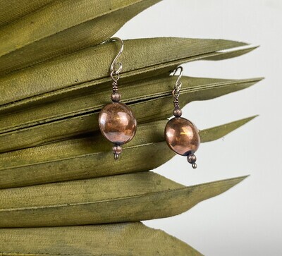 Handmade Lentil Bead Copper Earrings