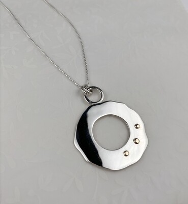 Three Dot with 14K Gold and Sterling Silver Pendant 30