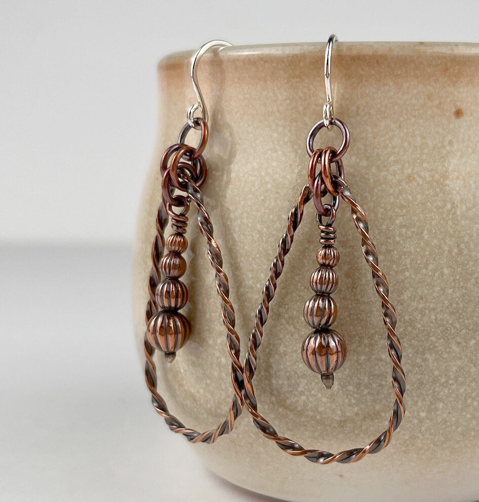 Twisted Copper Hoop Earrings