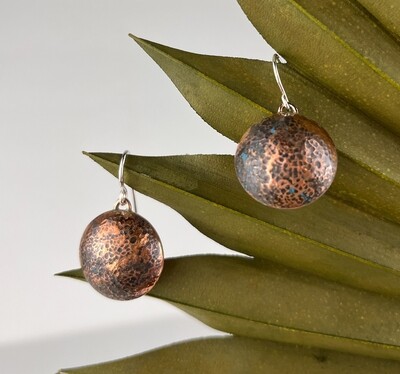 Copper Bead Ammonia Patina Earrings