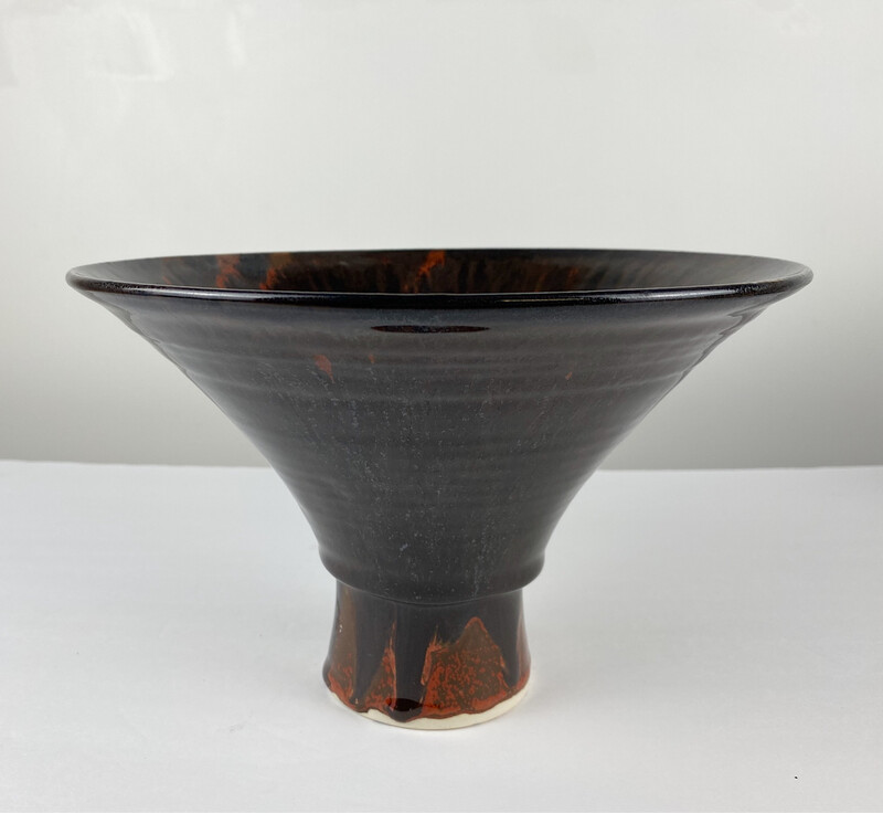 Pottery Pedestal Bowl 6" Tall