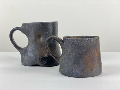 Wood Fired Pottery Mugs (Dark)