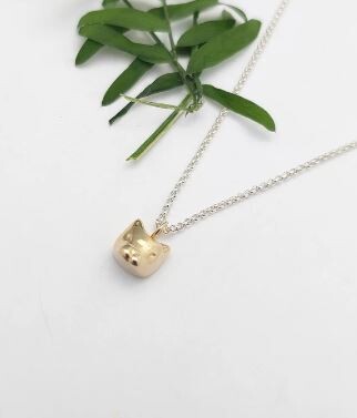 Cat Pendant 18" Sterling Silver Chain