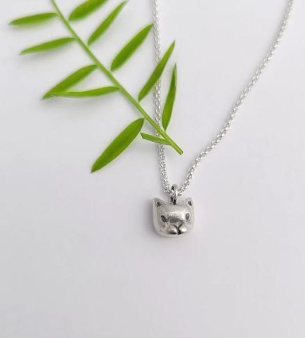 Cat Pendant 18" Sterling Silver Chain