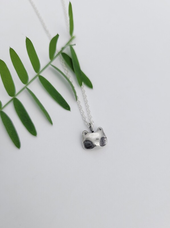 Small Racoon Pendant on Sterling Silver Chain 18"