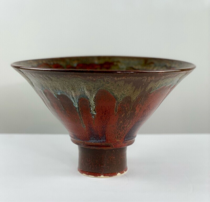 Partridge Pedestal Pottery Bowl