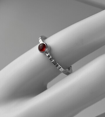 Fiber- Thin Band Ring with Garnet size 8