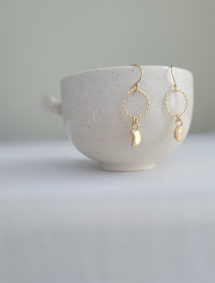 Crescent Moon Bronze Gold Filled Hoop Earrings