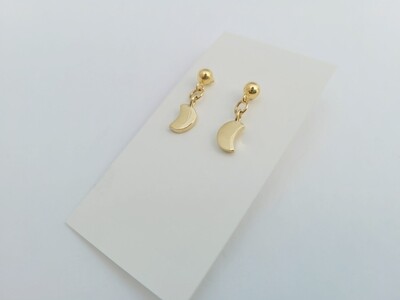 Crescent Moon Bronze Gold Filled Post Earrings