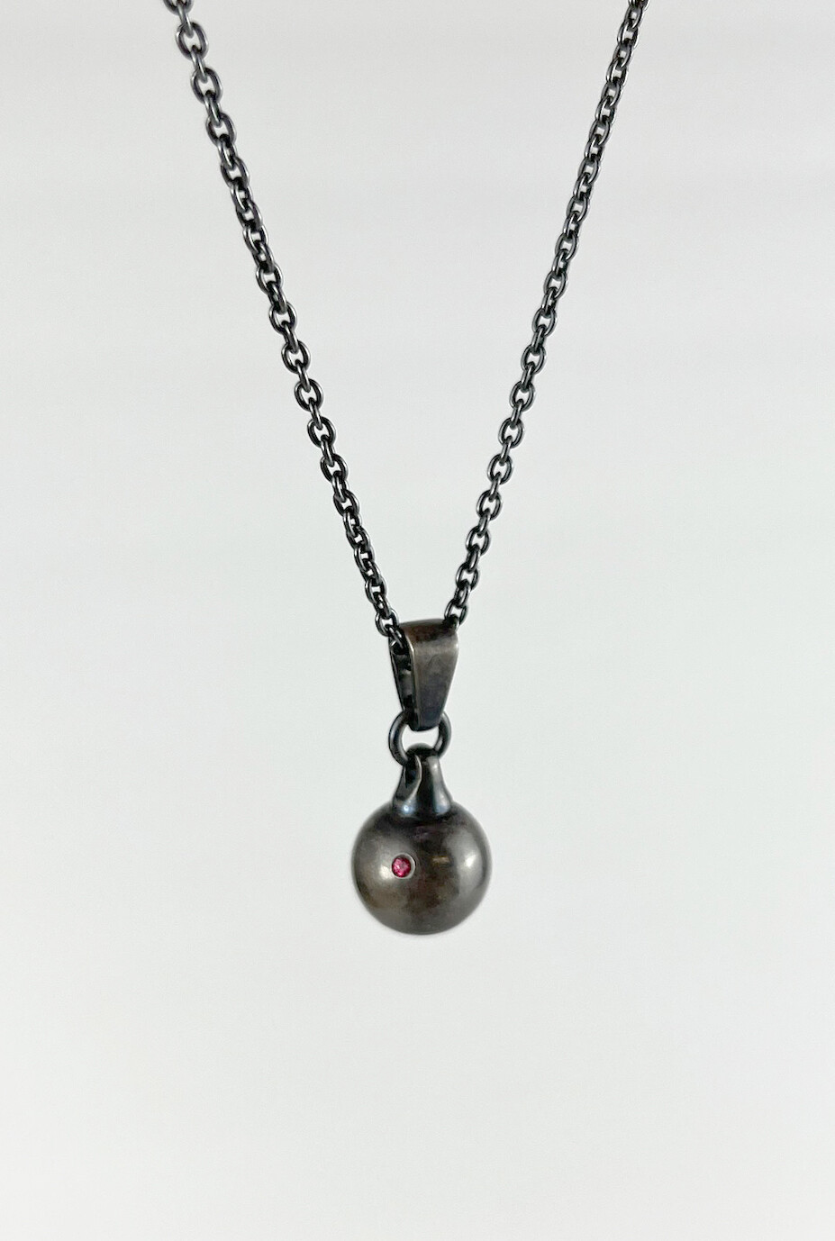 Red Spinel Node Pendant Oxidized SS  22