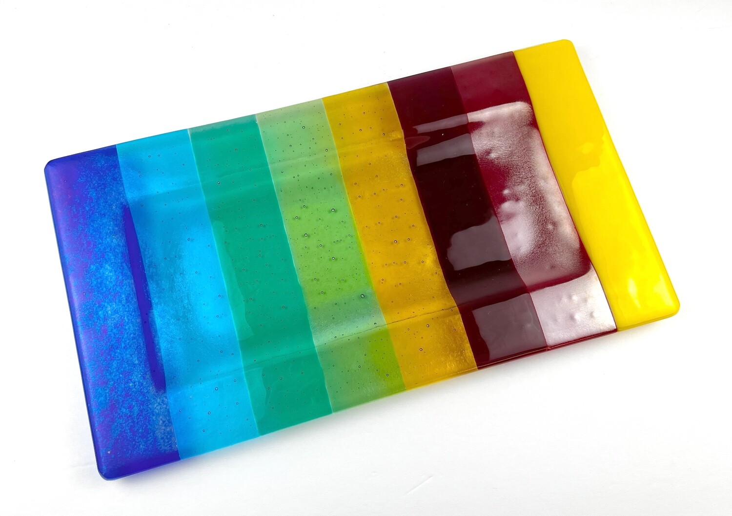 Rainbow Fused Glass Tray 16x9