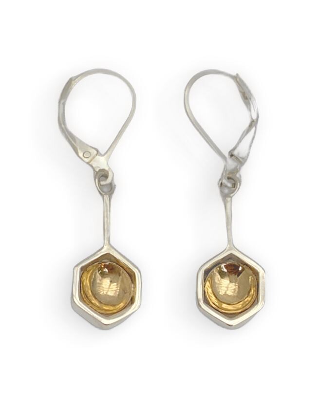 Honey Drop Earrings Sterling Silver & 14K Gold