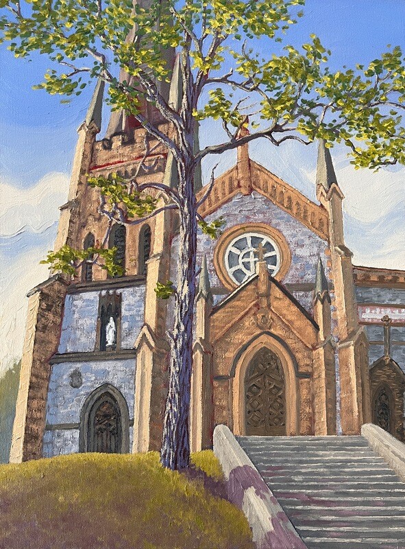&quot;The Cathedral of Immaculate Conception&quot; Oil on Canvas, 12x16&quot;