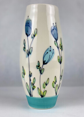 Cocoon Blue Floral Pottery Vase