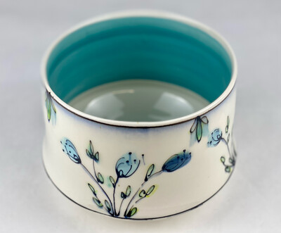 Mid-Modern Floral Pottery Bowl 5