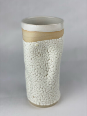 White Crawl Pottery Vase w/ White Clay