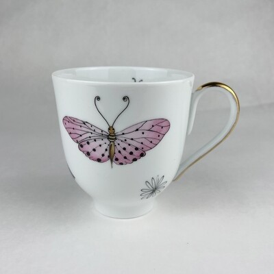 Butterfly Precious Limoges Porcelain Mug w/ 16K Gold