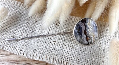 Shawl Pin with Crazy Lace Agate