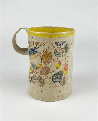 Precious Porcelain Colorful Floral Mug w/ Yellow Inside