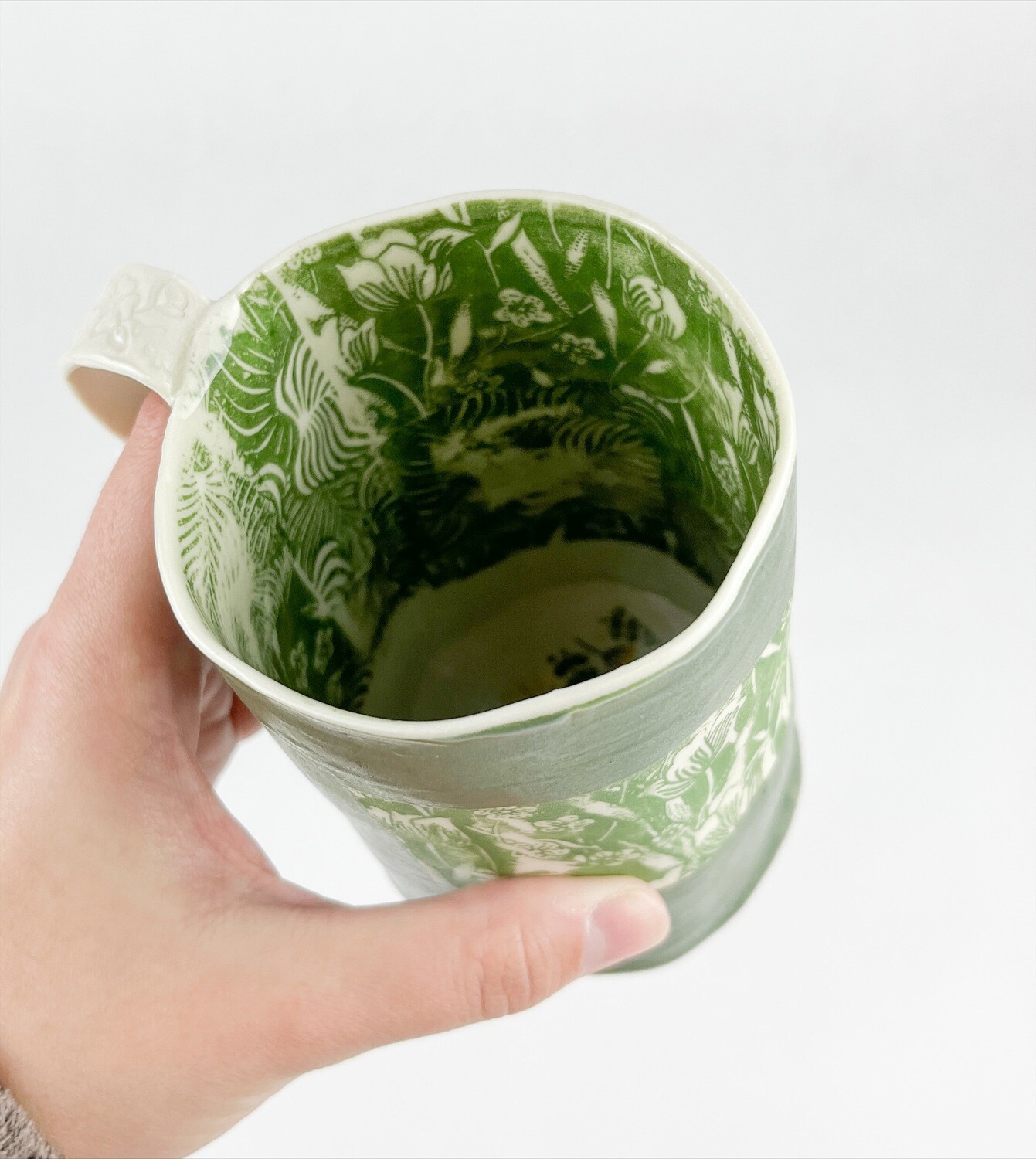 Precious Porcelain Green Botanical Mug
