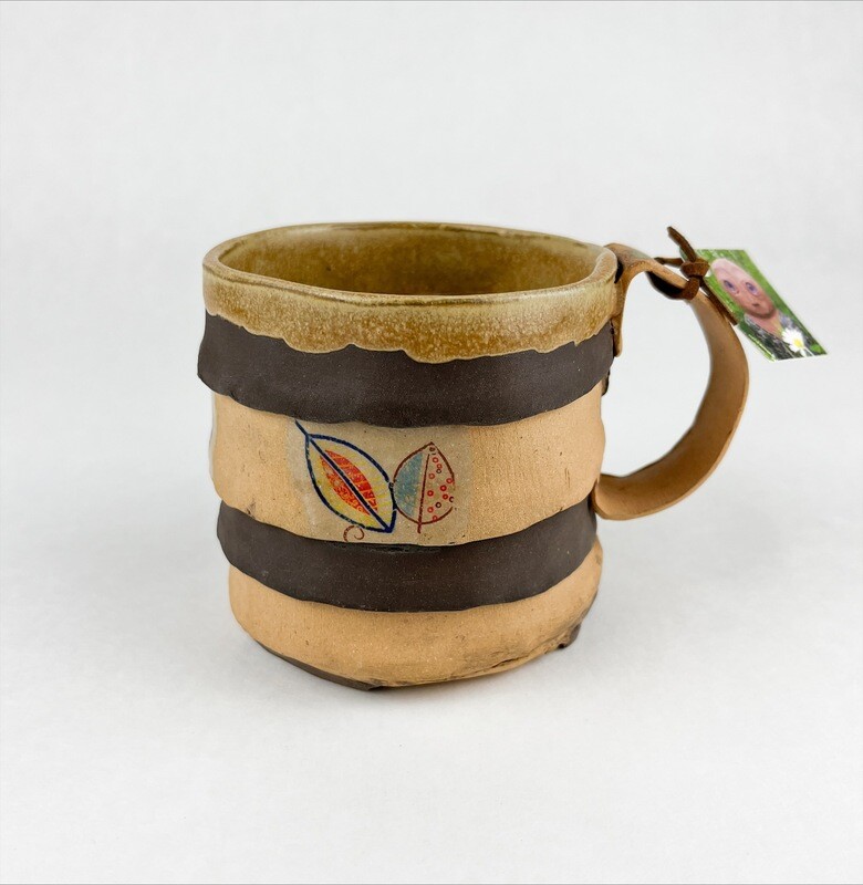 Precious Porcelain Mug Brown w/Colorful Leaves