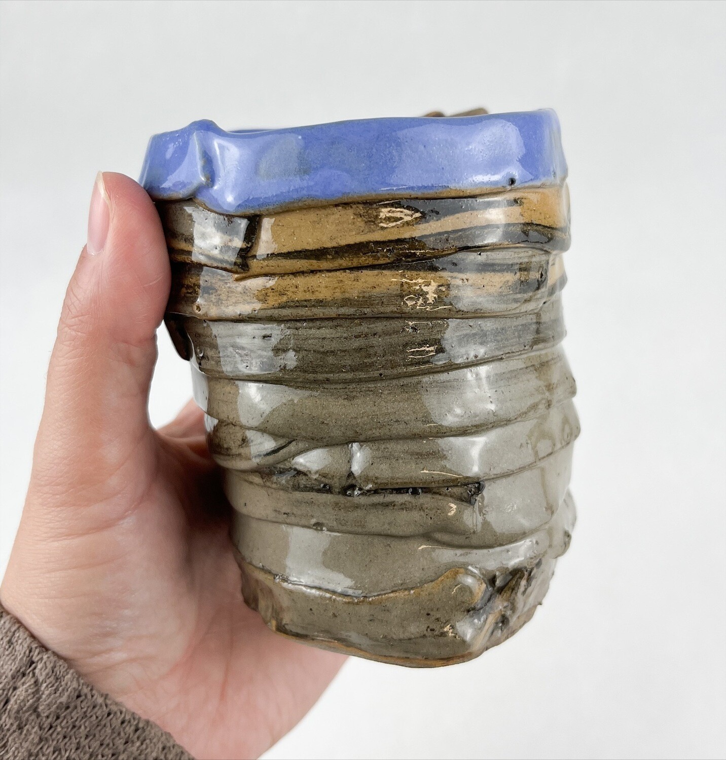 Layered Brown + Blue Precious Porcelain Mug