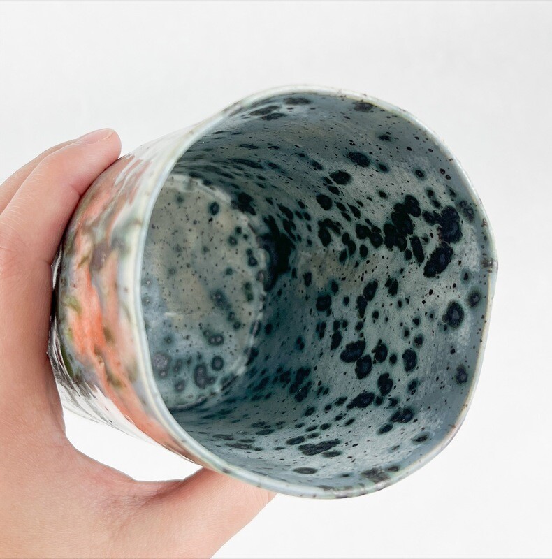 Color Burst w/Blue Dots Precious Porcelain Tumbler