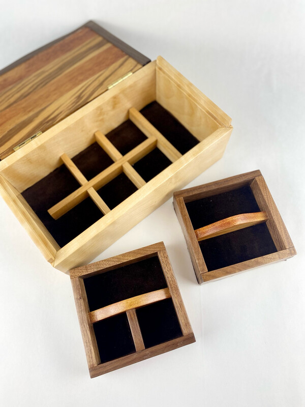 Curly Birch Box w/ Zebra &amp; Bloodwood Lid