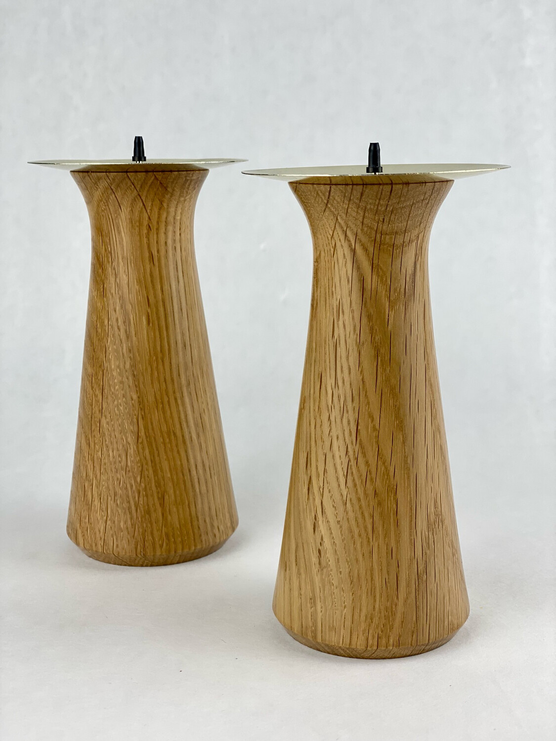 White Oak Pillar Candles w/Brass Top