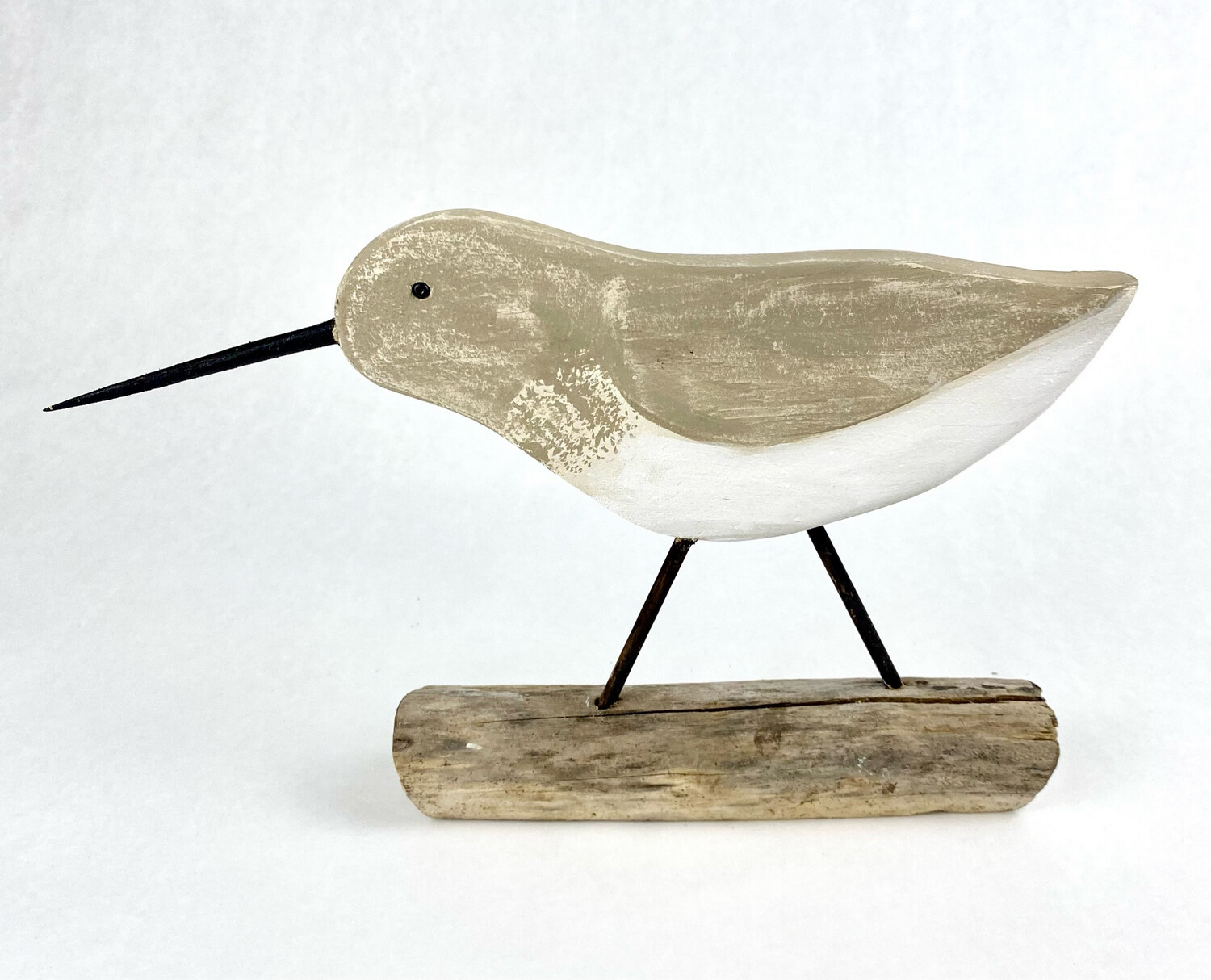 Single Shore Bird Sculpture on Driftwood