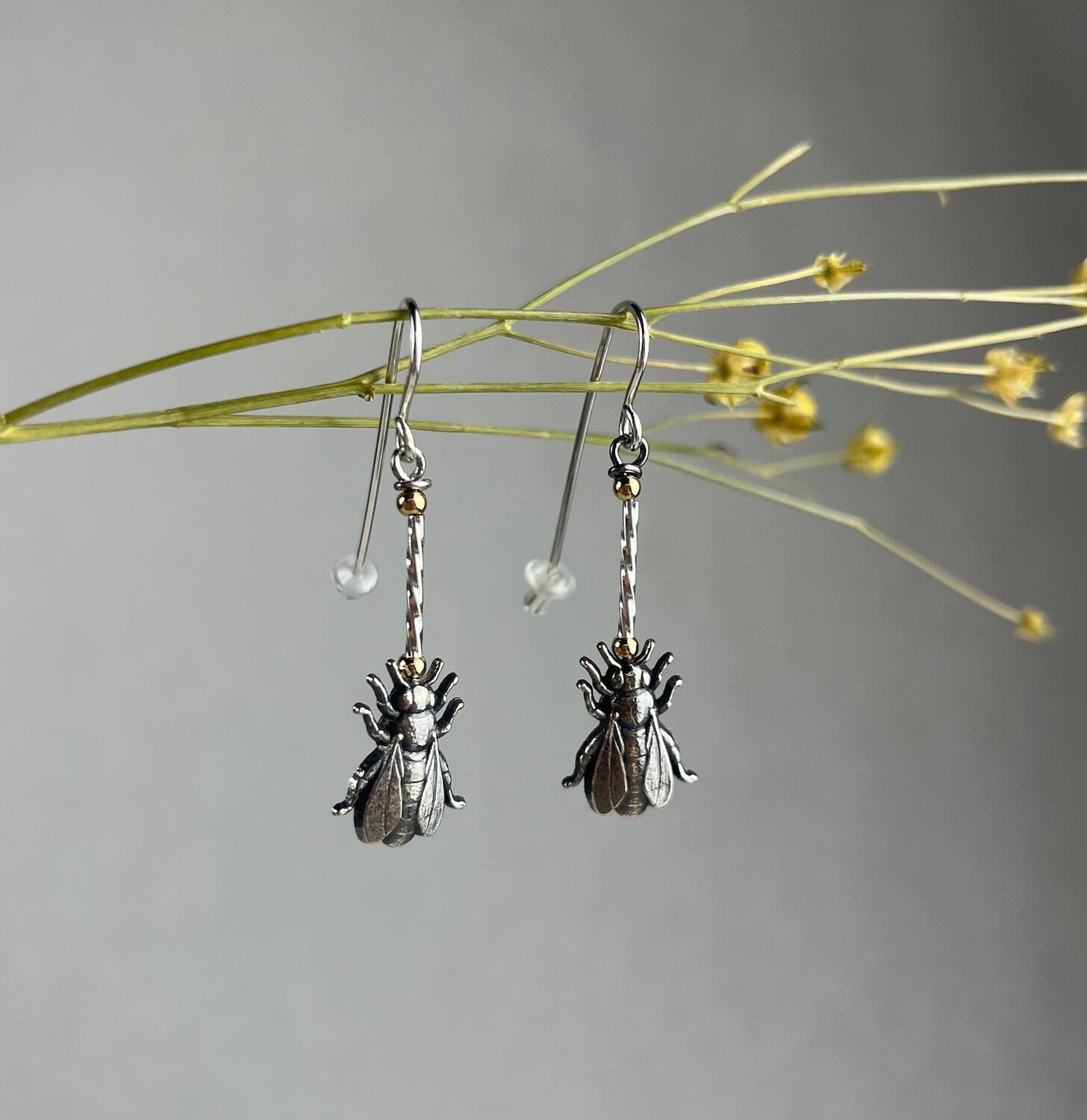 Bee Earrings Sterling Silver w/ Gold Filled Beads