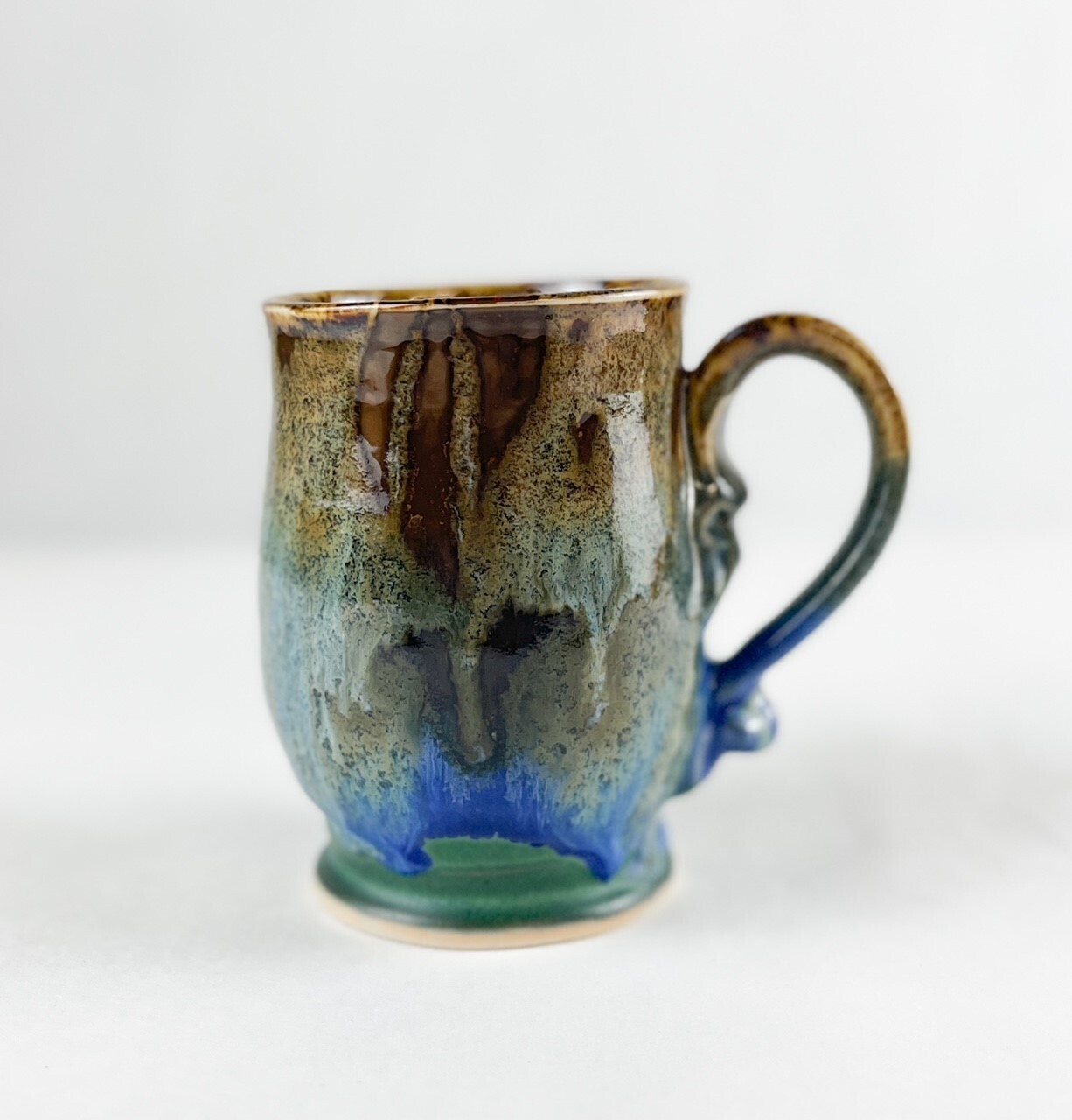 Partridge/ Flo Blue Glaze Pottery Mugs