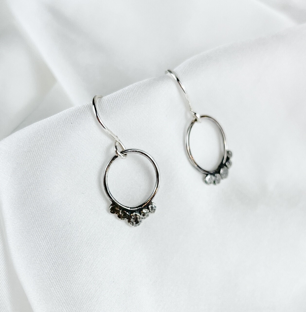 Small Oxidized SS Hook Earrings