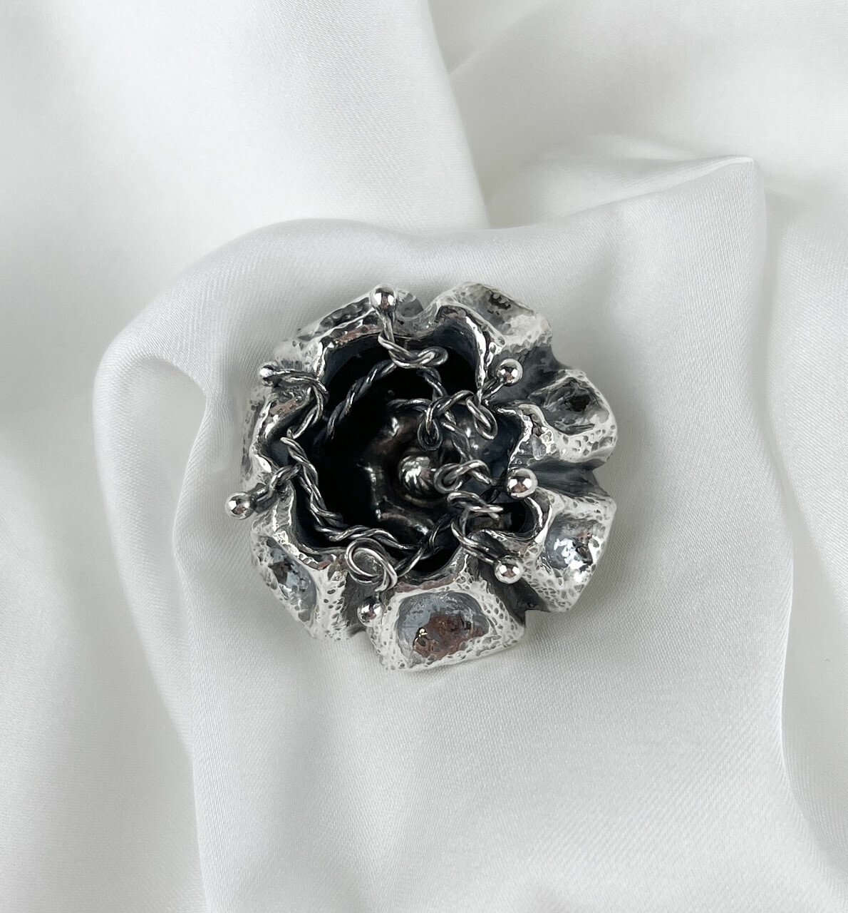 Oxidized Sterling Silver Pod Lapel Pin