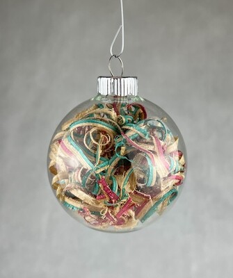Small Glass Ornaments with Various Wood & Skateboard Shavings