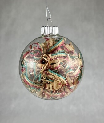 Large Glass Ornaments with Various Wood & Skateboard Shavings