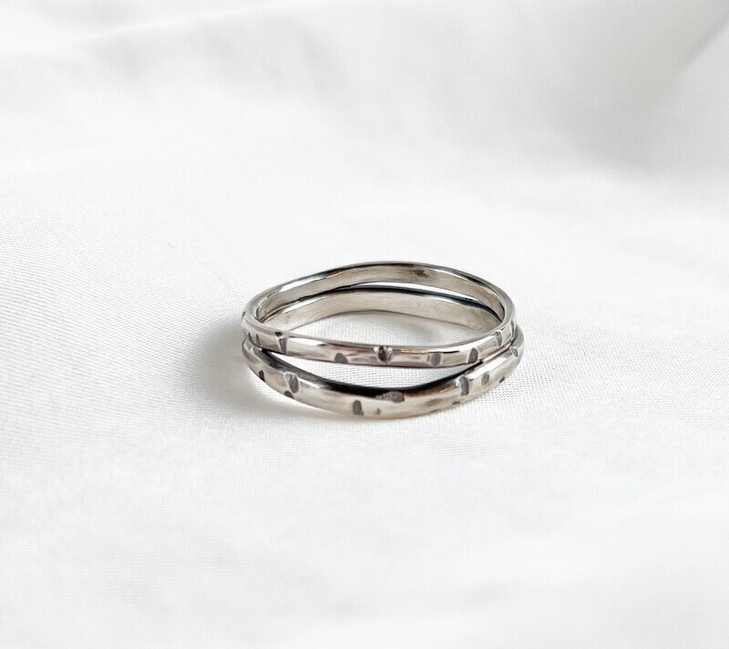 Landscape Birch Band Ring Sterling Silver Size 8