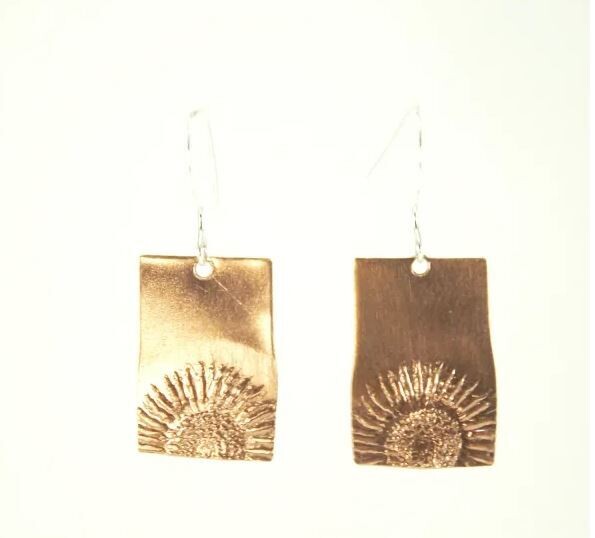 Small Sunflower Rectangle Earrings