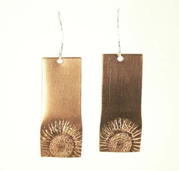 Long Rectangle Sunflower Earrings