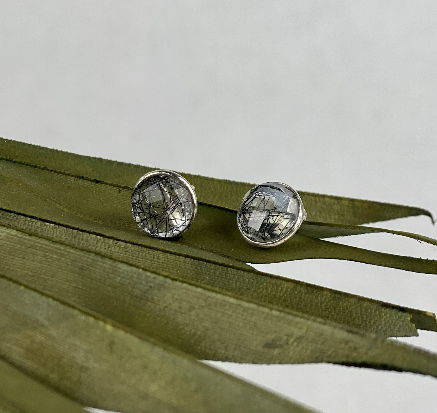 Sterling Silver With Stone Stud Earrings