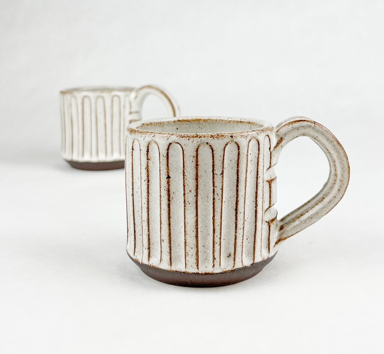 Carved Espresso Pottery Mug
