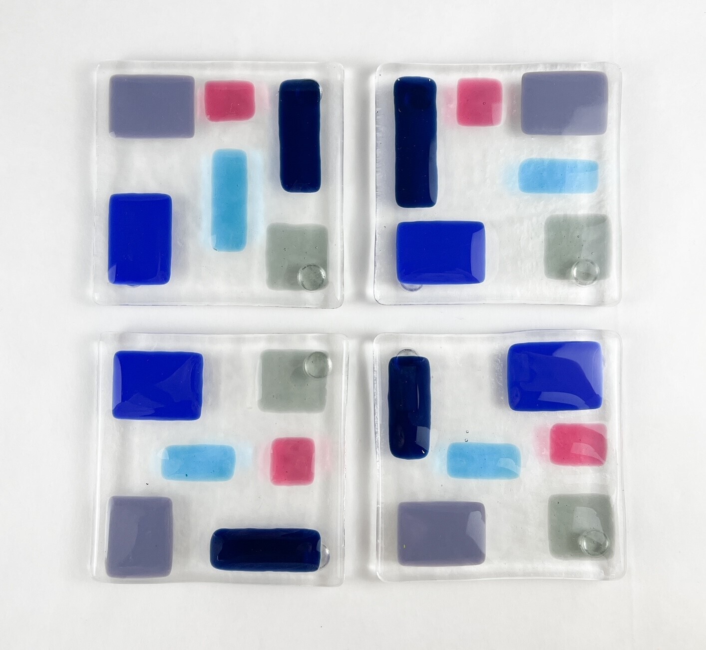 Set of 4 Fused Glass Coasters