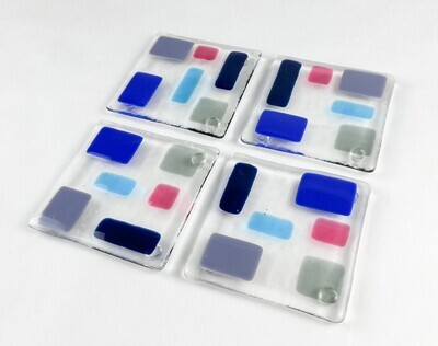 Set of 4 Fused Glass Coasters