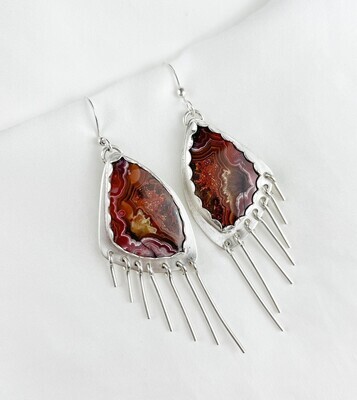 Red Crazy Lace Agate Earrings